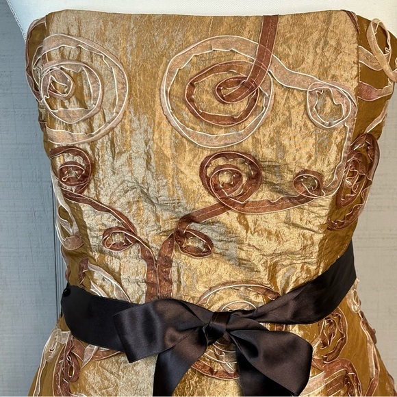 Vntg Jessica McClintock Strapless Formal Dress Size 10 Ruffle Metallic 3D Fairy - Picture 4 of 12